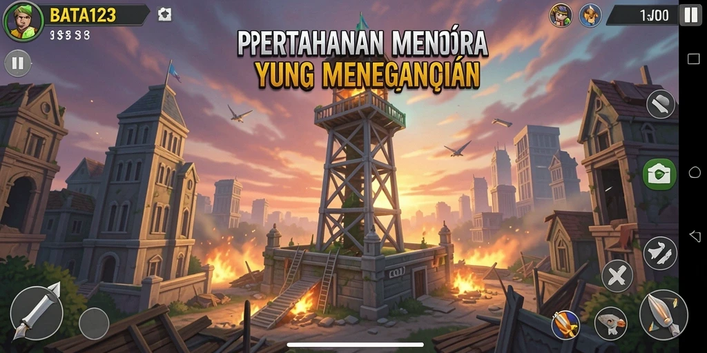 Gameplay mendebarkan di BATA123 saat melawan gelombang musuh.