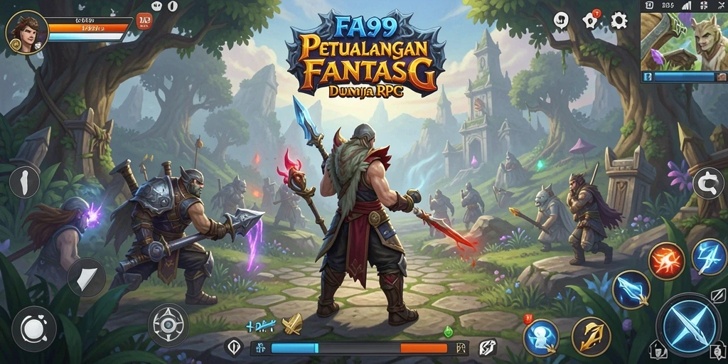 Screenshot menampilkan pertempuran seru dalam dunia RPG FA99.