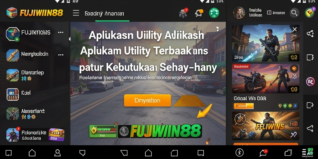 Screenshot aplikasi FUJIWIN88 menampilkan fitur-fitur Utility serbaguna.