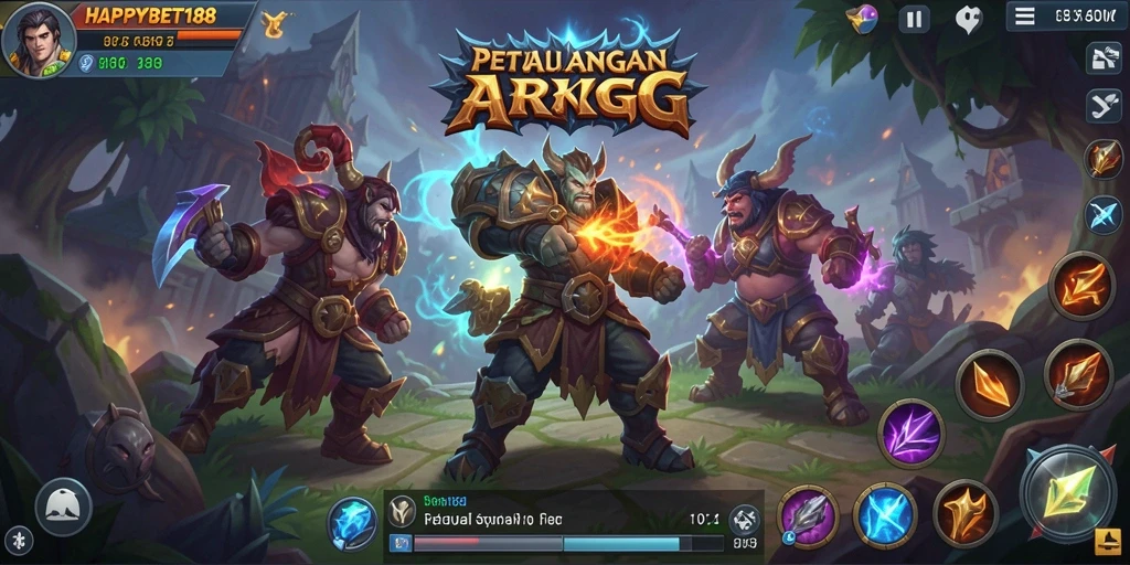 Tangkapan layar gameplay <strong>HAPPYBET188</strong> menampilkan aksi pertempuran yang intens.