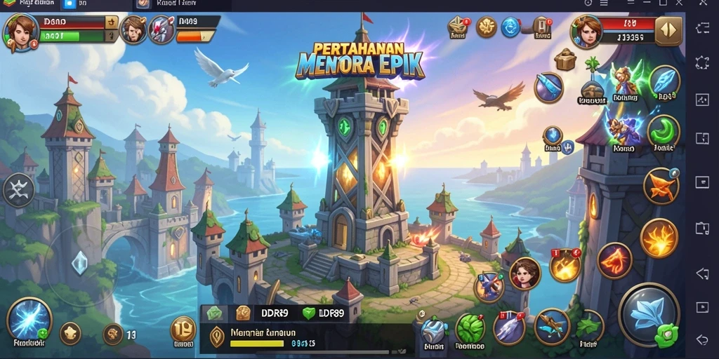 Screenshot gameplay IDR89 yang menunjukkan pertahanan menara yang strategis.