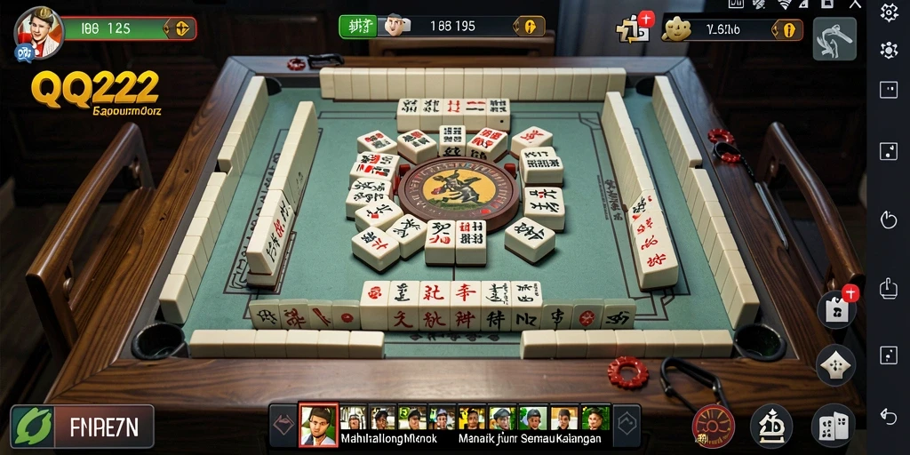 Tampilan gameplay Mahjong yang seru dan menantang di QQ222.