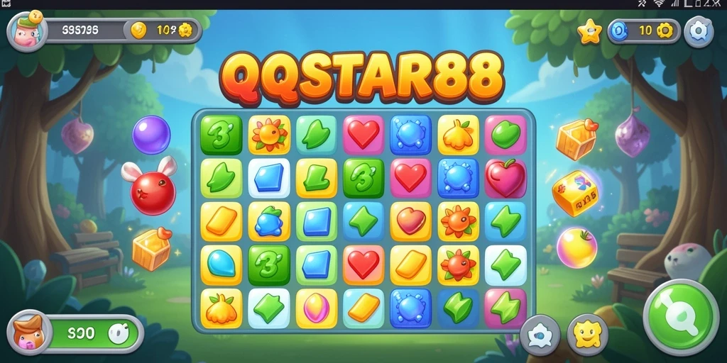 Tampilan gameplay QQSTAR88 yang menarik dengan elemen match-3.