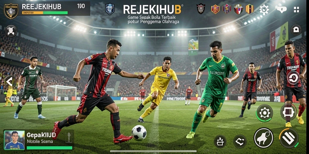 Screenshot gameplay <strong>REJEKIHUB</strong> dengan aksi seru sepak bola.